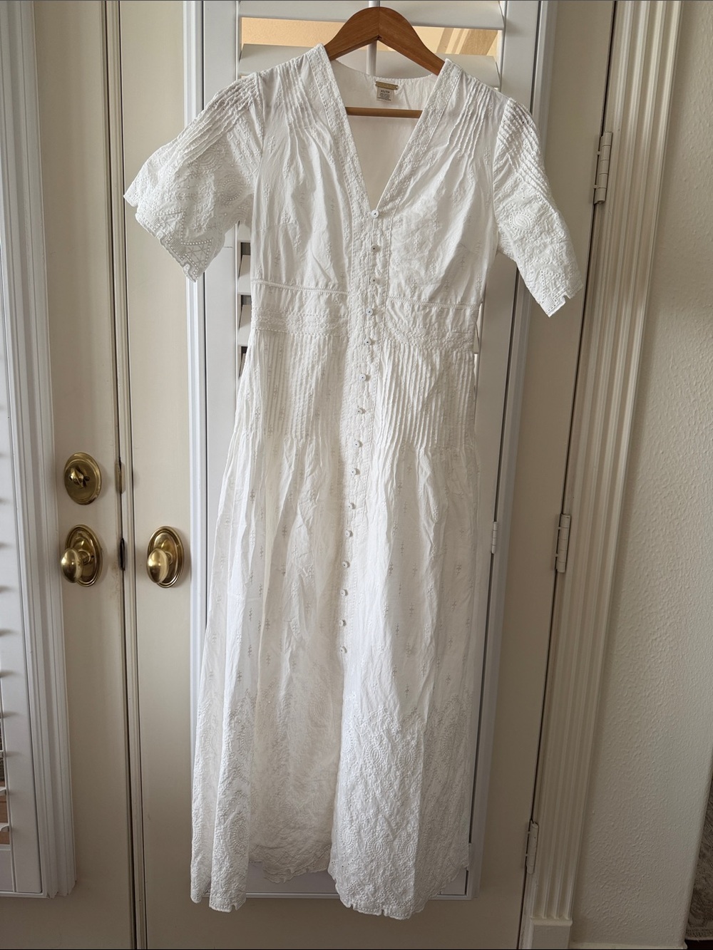 Magaschoni White Eyelet Maxi Dress